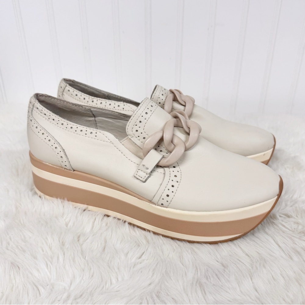 DOLCE VITA Jhenee Platform Loafer Sneakers Size 7.5 Beige Cream Slip On Casual